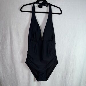 NWOT DKNY women’s halter one piece swimsuit black SZ XXL